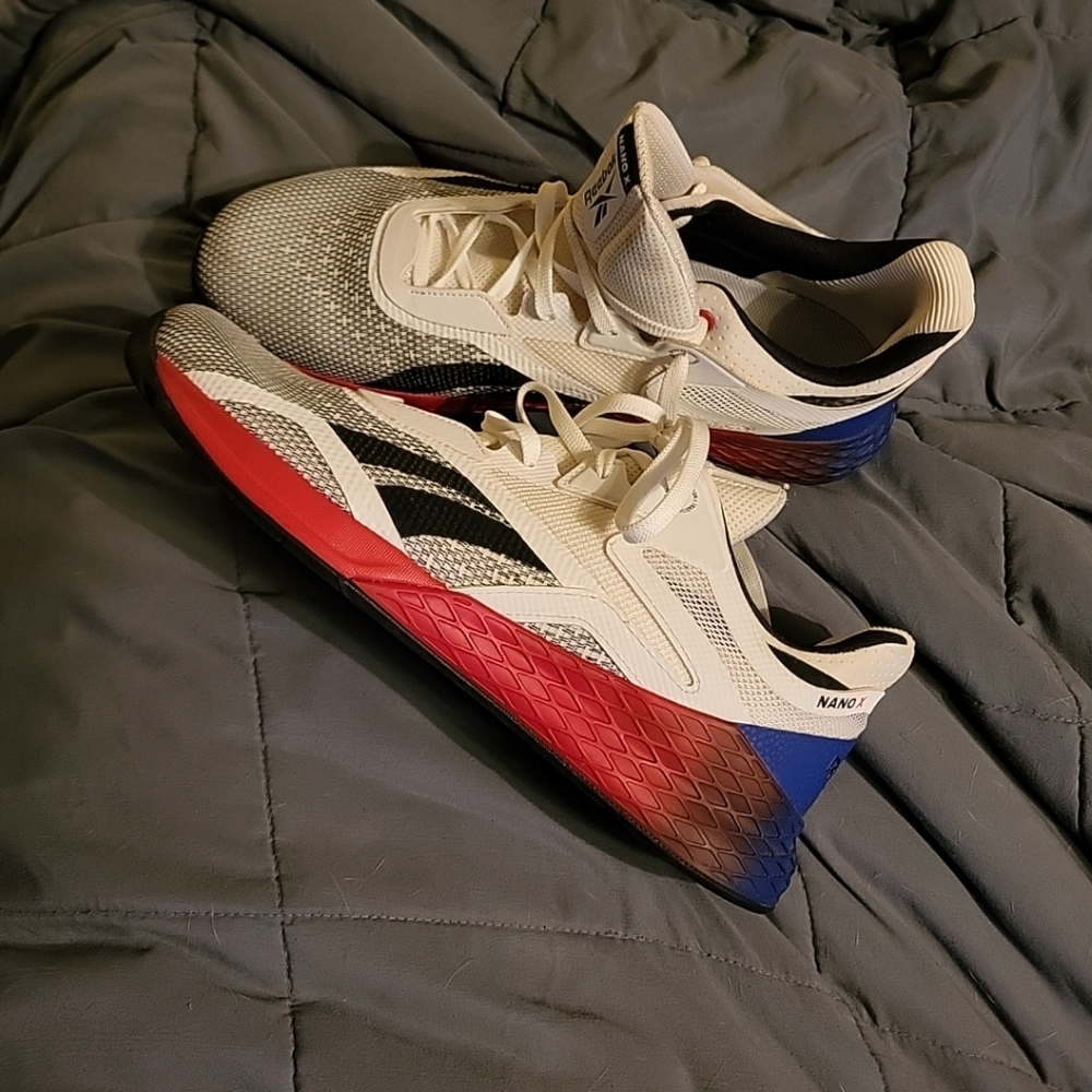 Reebok Nano X Mens Cross Training Athletic Shoes GW6015 Red White Blue Size 12.5